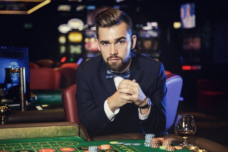 Live dealer studio with roulette and baccarat tables